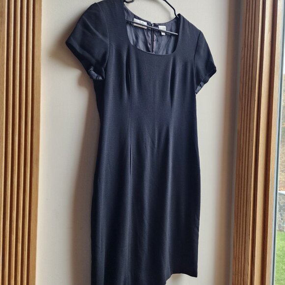 Liz Claiborne Black Square Neck Short Sleeve Sheath Dress Size 12 - Picture 4 of 15